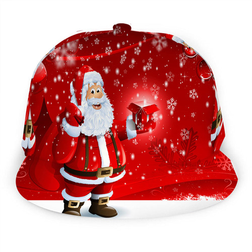 WONDERTIFY Santa Claus Baseball Cap Gift Box Red Christmas Ornament Snapback Hat Unisex Trucker Hat Hip Hop Plaid Flat Bill Brim Adjustable