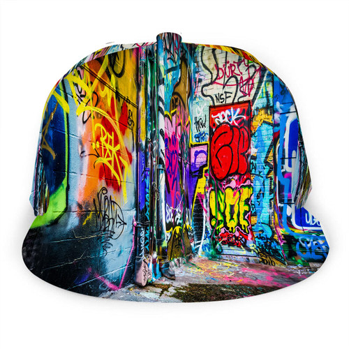 WONDERTIFY Colorful Designs Baseball Cap Graffiti Alley Baltimore Maryland Snapback Hat Unisex Trucker Hat Hip Hop Plaid Flat Bill Brim Adjustable