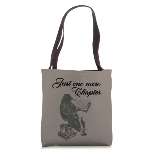Just one more chapter, raven bird reading books, crow Tote Bag