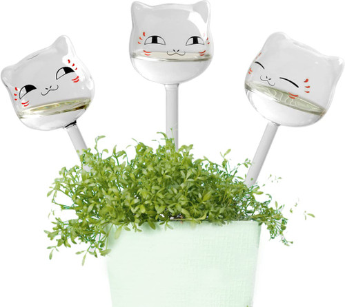 DnayDkiy 3 Pack Cats Shaped Glass Watering Globes - Self-Watering System Spikes for Indoor and Outdoor Plants - Aqua Globes Automatic Plant Waterer Bulbs DnayDkiy 3 Pack Cats Shaped Glass Watering Globes - Self-Watering System Spikes for Indoor and Outdoor Plants - Aqua Globes Automatic Plant Waterer Bulbs