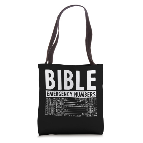 Bible Verse Bible Emergency Numbers God Tote Bag Bible Verse Bible Emergency Numbers God Tote Bag