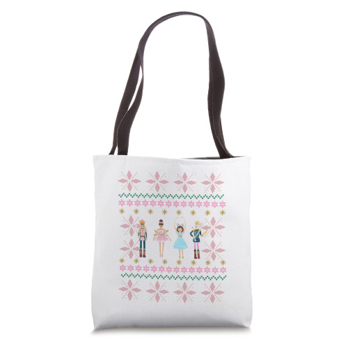 Pink Nutcracker Ballet Ugly Christmas Sweater Graphic Tote Bag