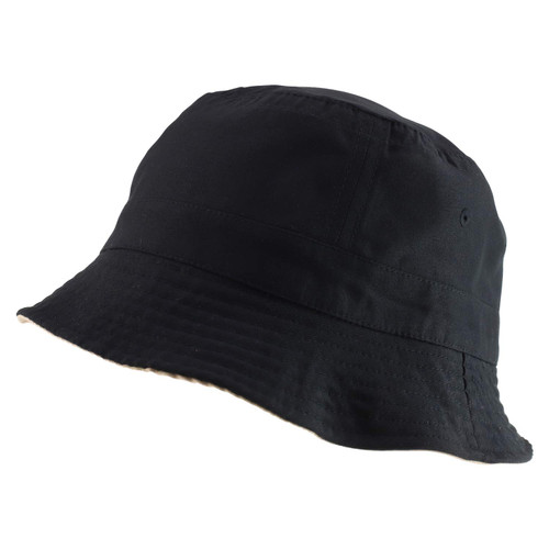 Armycrew Big Size Oversized Microfiber Reversible Bucket Hat - Black Khaki - XL-2XL
