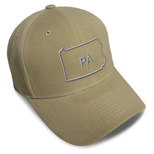 Baseball Cap Pennsylvania State Map Pa Embroidery Acrylic Dad Hats for Men & Women Strap Closure Khaki Design Only