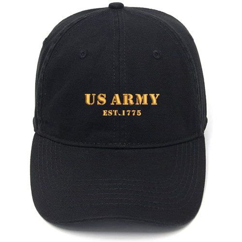 Lyprerazy Men's Baseball Cap US Army Est 1775 Embroidery Hat Cotton Embroidered Casual Baseball Caps (Black,7)