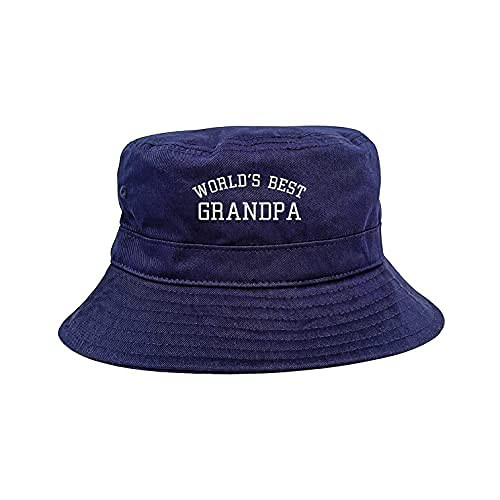 DSY Lifestyle World's Best Grandpa Embroidered Bucket Hat, Summer Hat, Sun Hat, Camper Hat, Fishing Hat (Navy)