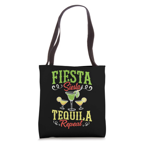 Fiesta Siesta Tequila Repeat Cno De Mayo Funny Tote Bag