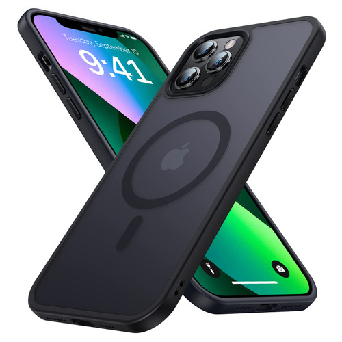 Maozis Strong Magnetic Designed for iPhone 12 Pro Max Case [Compatible with Magsafe][Military Grade Drop Protection] Protective Shockproof Translucent Slim Phone Case for iPhone 12 Pro Max, Black