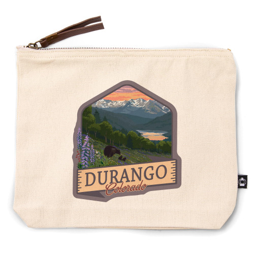 Lantern Press Durango, Colorado, Bears and Spring Flowers, Contour (100% Cotton Canvas Travel Accessory Go Bag)