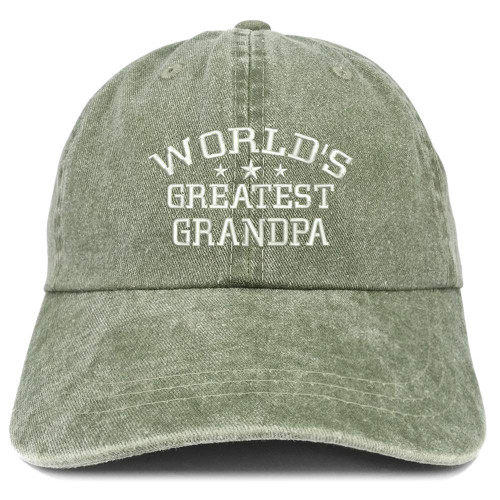 Trendy Apparel Shop World's Greatest Grandpa Embroidered Low Profile Washed Cotton Cap - Olive Trendy Apparel Shop World's Greatest Grandpa Embroidered Low Profile Washed Cotton Cap - Olive