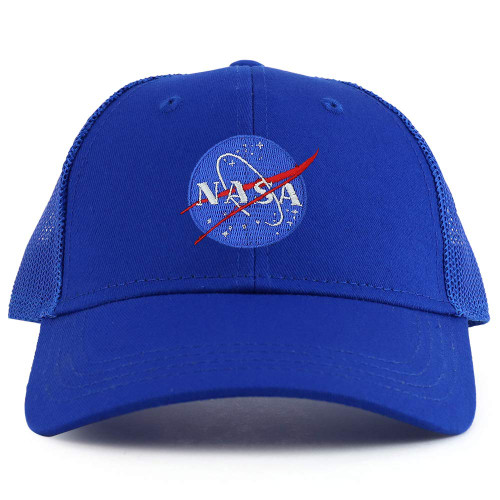 Armycrew Small Insignia NASA Patch Youth Size 6 Panel Trucker Mesh Baseball Cap - Royal