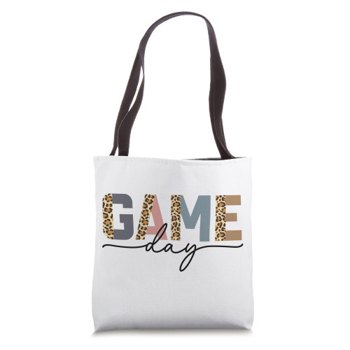 Game Day Half Leopard Print Sports Soccer Football Mom Tote Bag