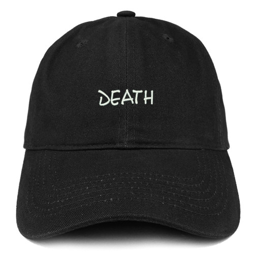 Trendy Apparel Shop Death Embroidered Soft Cotton Dad Hat - Black