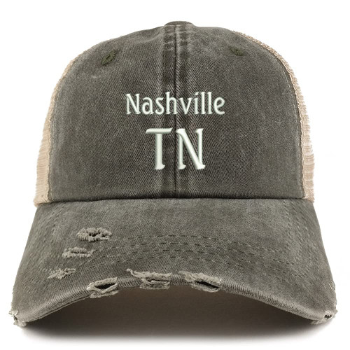 Trendy Apparel Shop Nashville TN Embroidered Frayed Bill Trucker Mesh Back Cap - Dark Grey