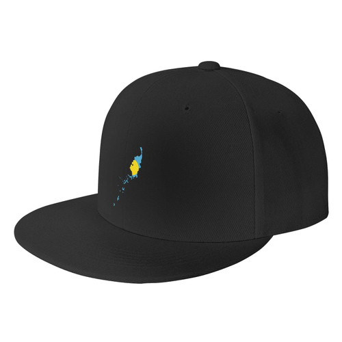 Baseball Cap Flag Map of Palau Flat Brim Hat Black