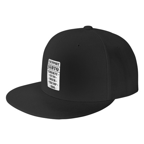 Baseball Cap I Support Liberty Guns Beer Trump BBQ LGBTQ Flat Brim Hat Black