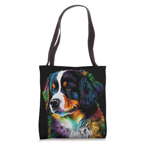 Cute Bernese Mountain Dog Puppy Art Lover Unique Artistic Tote Bag