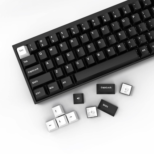 WOB Keycaps 168 Keys, Double Shot PBT Custom Keycap Set, Minimalist Style White on Black Cherry Profile Keyboard Keycaps for Cherry Gateron MX Switches Mechanical Keyboard