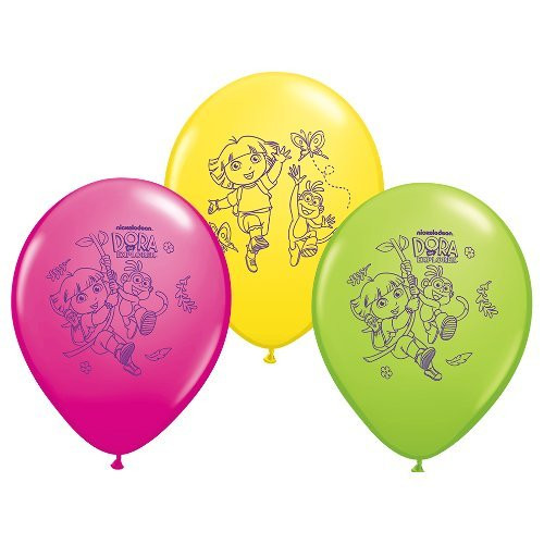 Pioneer National Latex Dora The Explorer 12" Latex Balloons, Assorted, 6 Count