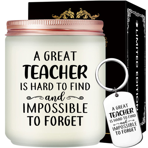 Maybeone Teacher Appreciation Gifts - A Great Teacher is Hard to Find - Lavender Scented Candle Gift - Graduation, End of Year, Retirement Gifts for Teachers Women - Teacher Gift from Students