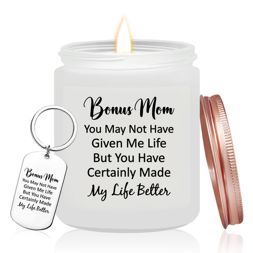 KOYFOYO Bonus Mom Gifts from Daughter - Bonus Mom Mothers Day Gifts - Christmas Birthday Gifts for Bonus Mom from Son - Bonus Mom Candle Gifts for Stepmom KOYFOYO Bonus Mom Gifts from Daughter - Bonus Mom Mothers Day Gifts - Christmas Birthday Gifts for Bonus Mom from Son - Bonus Mom Candle Gifts for Stepmom