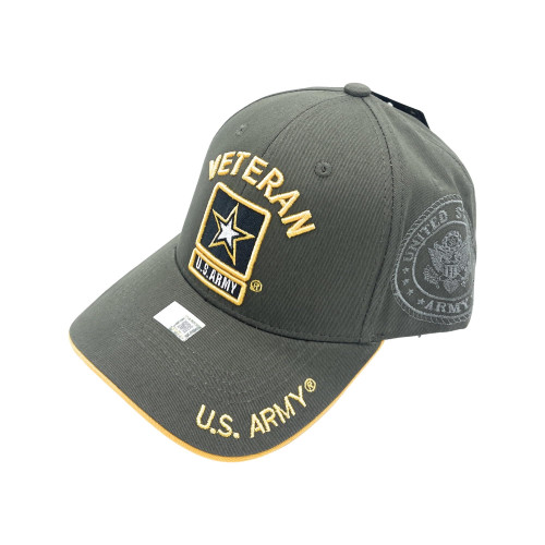 US Army Veteran Official Licensed Premium Quality Military Baseball Cap (Olive (Veteran Square Logo))