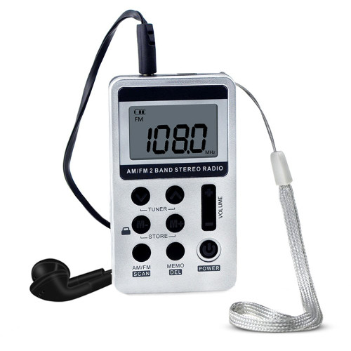 ERYUE Radio Set, HRD-103 AM FM Digital Radio 2 Band Stereo Receiver Portable Pocket Radio w/Headphones LCD Screen Rechargeable Battery Lanyard