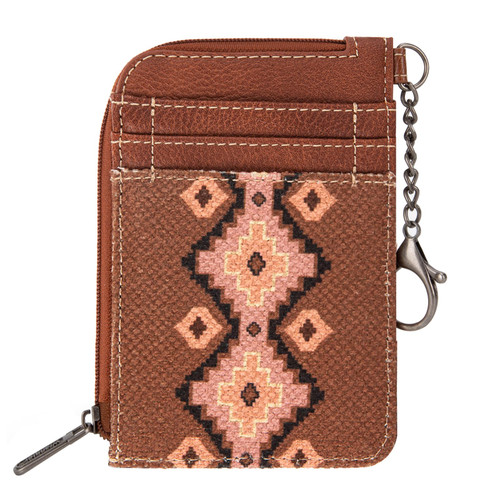 Montana West Wrangler Card Wallet for Women Boho Aztec Credit Card Holder with Zipper Pocket WG2203-W005DBR