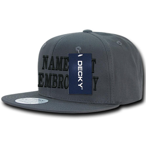 Custom Embroidery Hat Personalized Text Flat Bill Embroidery Snapback Cap - Charcoal
