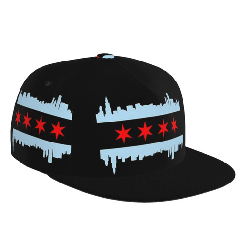 MANQINF Chicago Flag Hat Cute Chicago Flag Baseball Cap for Men Women Summer Adjustable Snapback Flat Trucker Hat