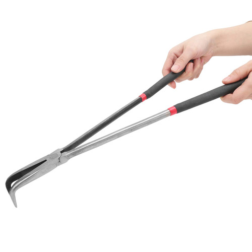 ViaGasaFamido 16 Inch Long Needle Nose Pliers 90 Degree Bent Nose Pliers Flat Nose Pliers Curved Nose Pliers Extra Long Handle Nose Pliers for Hard to Reach Narrow Spaces