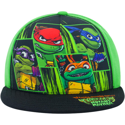 Teenage Mutant Ninja Turtles Kids Baseball Cap, TMNT Mutant Mayhem Snapback Baseball Hat with Flat Brim, Green, One Size