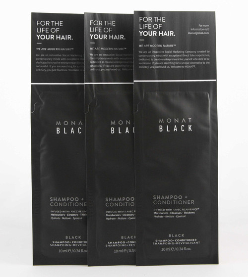 Monat Black Shampoo + Conditioner - 3 (10 mL) Sample Packs