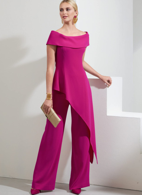 Vogue Misses' Petite Top and Wide Leg Pants Sewing Pattern Kit, Code V1869, Sizes 16-18-20-22-24, Multicolor