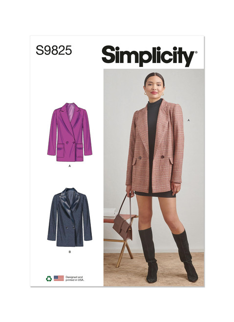 Simplicity Misses' Lined Jackets Sewing Pattern Kit, Design Code S9825, Sizes 8-10-12-14-16, Multicolor
