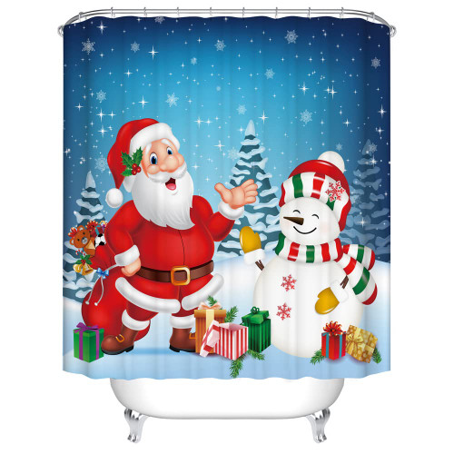 EUBUY Christmas Shower Curtain, Blue Cute Santa Claus and Snowman Shower Curtain Waterproof Bathroom Curtain with 10 Hooks for Bathroom Decor Xmas Gifts for Christmas EUBUY Christmas Shower Curtain, Blue Cute Santa Claus and Snowman Shower Curtain Waterproof Bathroom Curtain with 10 Hooks for Bathroom Decor Xmas Gifts for Christmas
