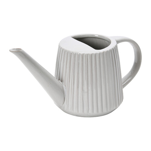 Creative Co-Op Quart Stoneware Reactive Glaze Finish Watering Can, White