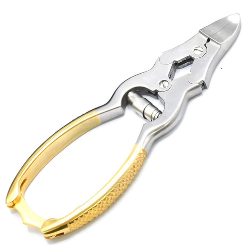 AAProTools Mycotic Toenail Nippers 6" Concave Jaws Double Action Barrel Spring Gold Handle