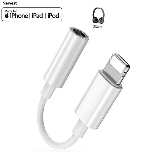 Headphone Jack Adapter for iPhone, 3.5mm Earphone Adaptor for iPhone Xs/Xs Max/XR/ 8/8 Plus/X (10) / 7/7 Plus, Audio Splitter Accessories Music Aux Adapter Headphone Dongle 3.5mm Earbud Cable