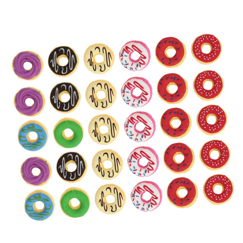 TEHAUX 30pcs Rubber Band Kids Pencil Erasers Donut Pencil Erasers Mini Erasers for Classroom Lovely Kids Erasers Donut Error Correction Erasers Pretend Plastic Chunk Pupils