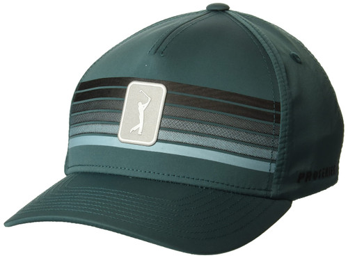 PGA TOUR Men's Printed Stripe Golf Cap, Green Heron
