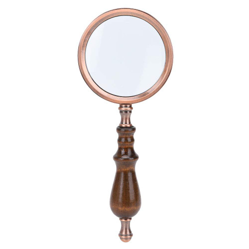 LANTRO JS Handheld Magnifying Glass with Detachable Wooden Handle,10X Reading Inspection Magnifier for Enhanced Vision