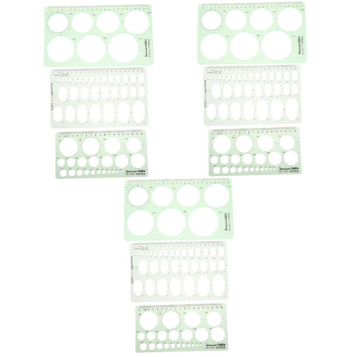 KALLORY 9 Pcs Geometric Measurement Drawing Template Ruler Circle Stencils Geometric Measuring Templates Circle Drawing Aid Drafting Stencils Students Drafting Ruler Plastic Ruler Round