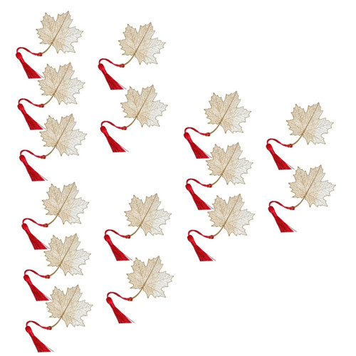 NUOBESTY 15 Pcs Page Marker Hollow Bookmark Maple Leaf Bookmark Leaf Vein Bookmark Metal Bookmarks Student Gift Brass