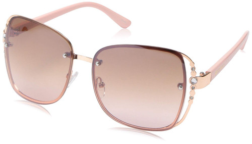 Rocawear womens R3284 Vented Metal UV Protective Rhinestone Square Sunglasses Gifts for Women with Flair 65 mm, Rose Gold & Rose, mm US