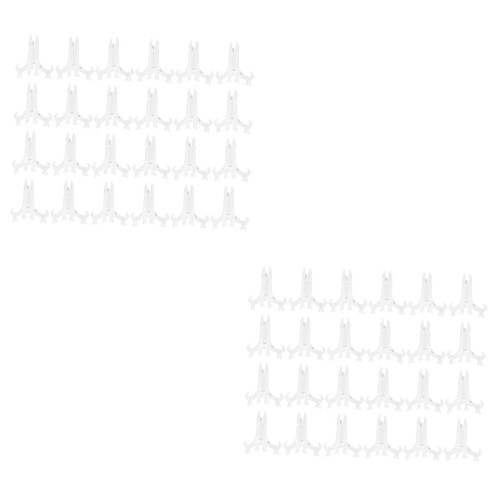 Garneck 48 pcs Disc display stand plastic Plate Holder coaster holder Craft Display Photo Frame Holder display pictures holder photo easel stand black easel Dish Rack china plate represent