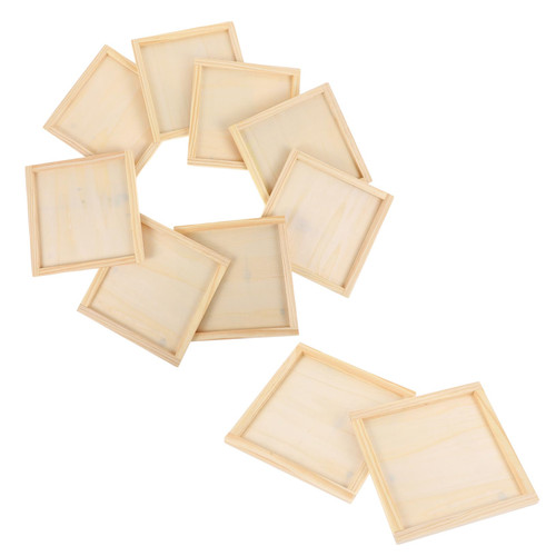 SEWACC 10pcs Blank Wooden Picture Frame Clay Painting Frames Wood Painting Canvas Boards Clay Picture Boards Clay Disc Boards Wood Canvas Boards Unfinished Wood Boards Child Photo Tray