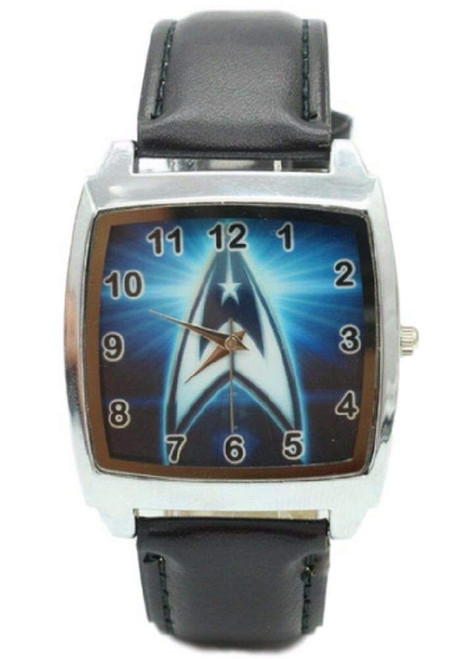 S Trek Command Blue Logo Genuine Leather Band Wrist Watch