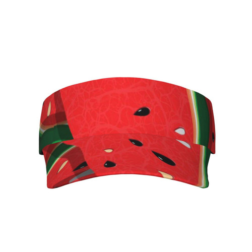 Red Watermelon Printed Sport Sun Visor Hats, Adjustable Empty Top Baseball Sun Cap Golf Tennis Visor for Men Women