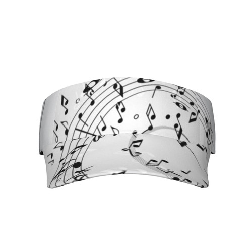 Music Note Wall Printed Sport Sun Visor Hats, Adjustable Empty Top Baseball Sun Cap Golf Tennis Visor for Men Women